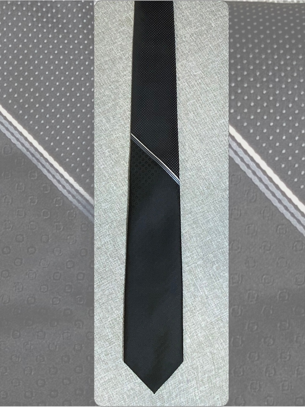 Aeropostale Black Skinny Tie Blue White Diagonal Stripe Modern Necktie
